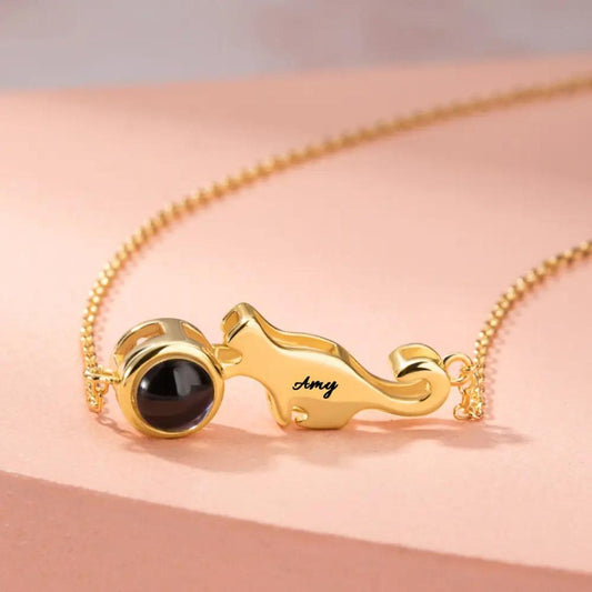 Personalized Projection Cat Necklace with Picture