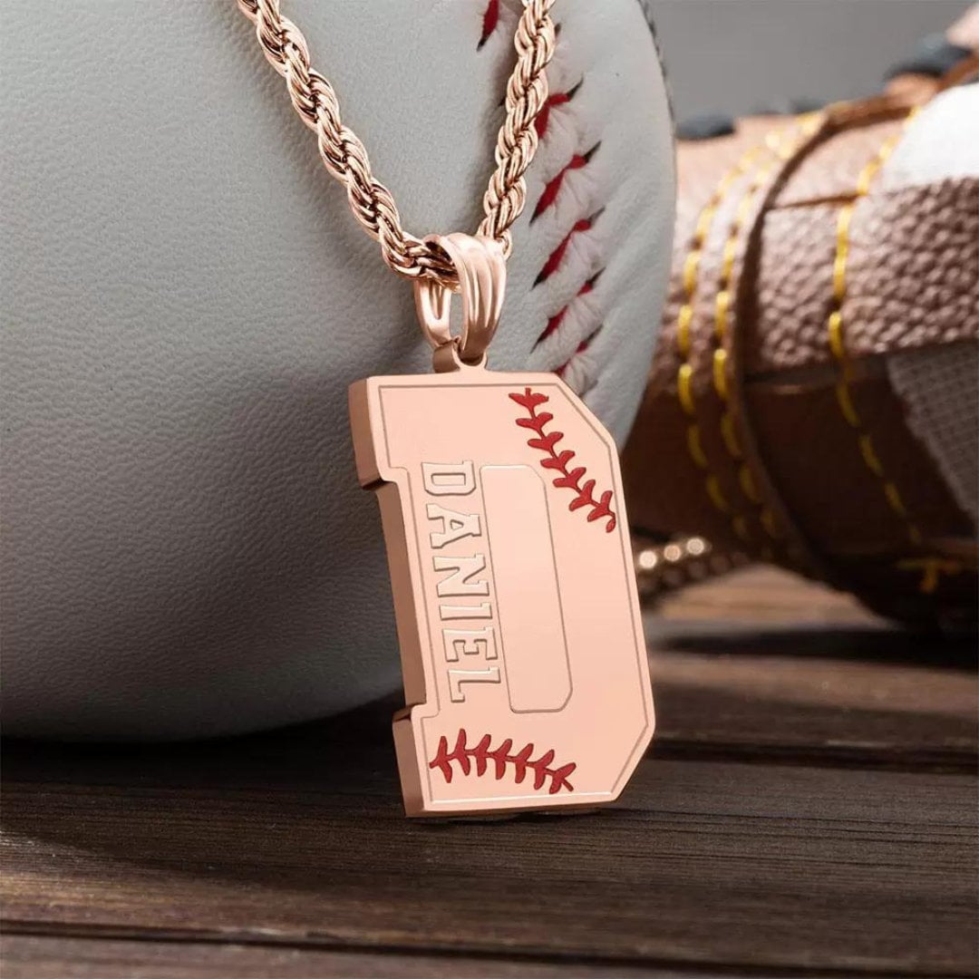 Custom Name Baseball Initial Necklace
