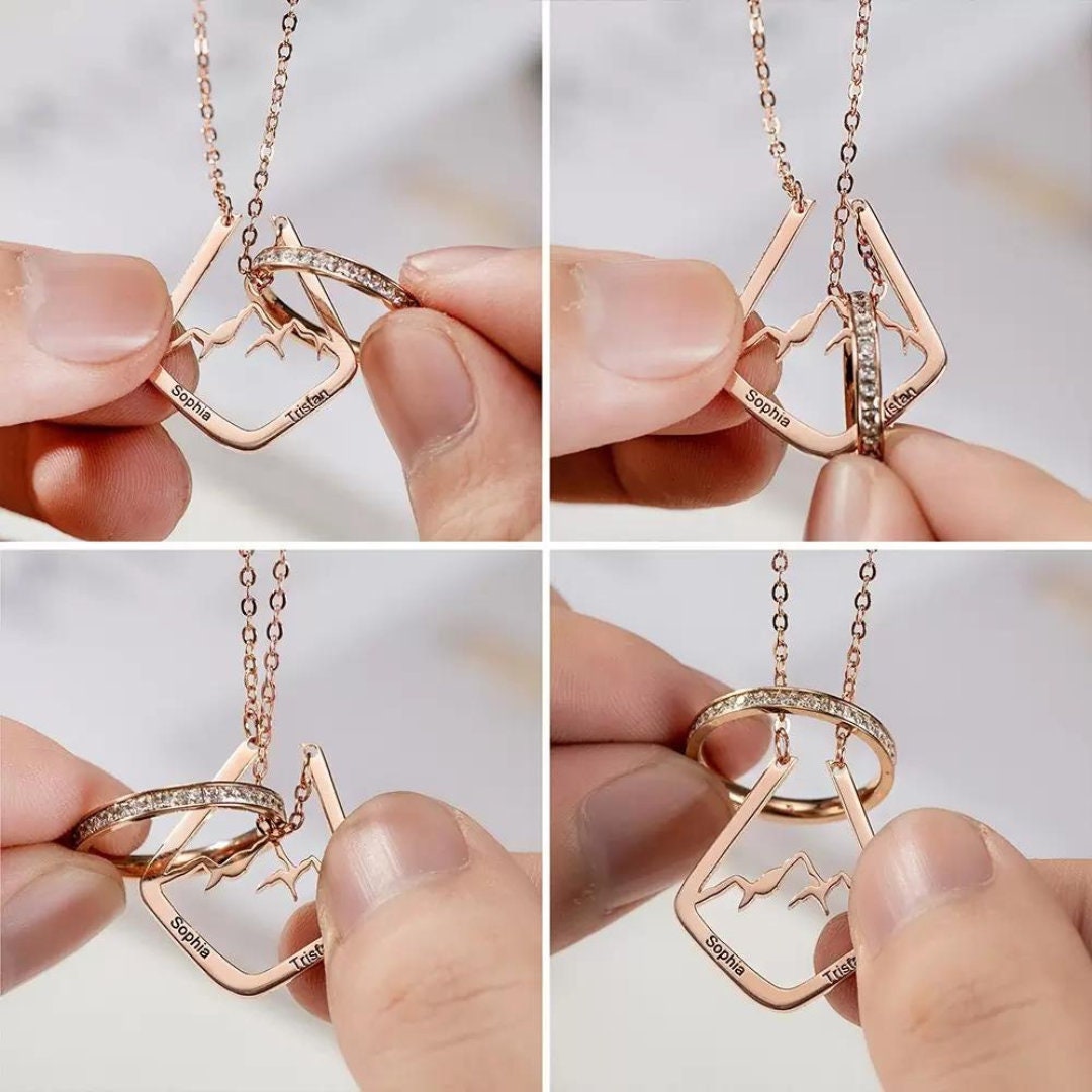 Personalized Mountain Ring Holder Necklace