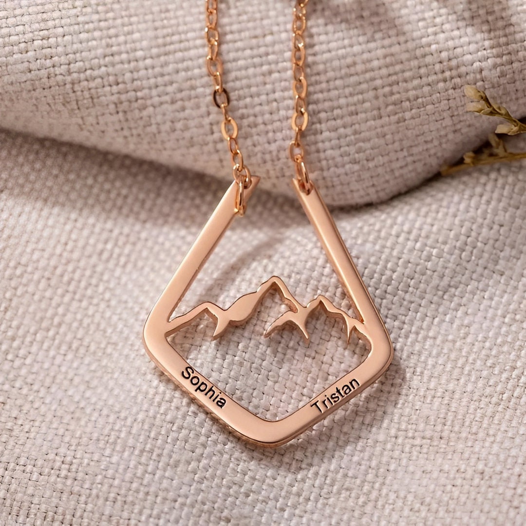 Personalized Mountain Ring Holder Necklace