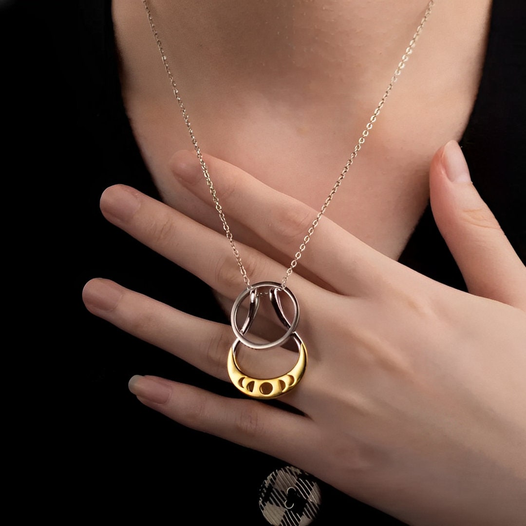 Moon Phases Ring Holder Necklace