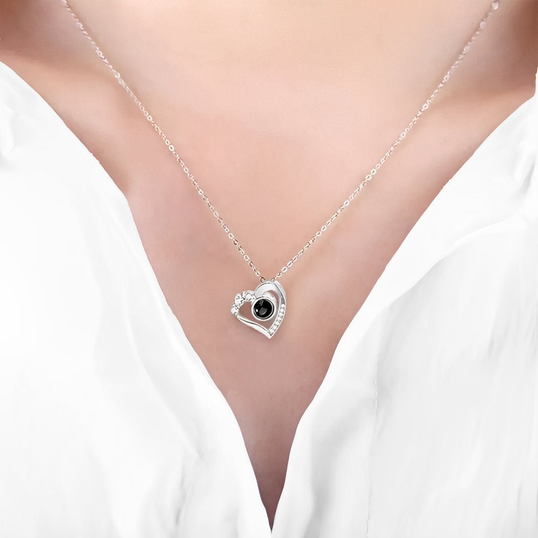 Custom Love Heart Photo Projection Necklace