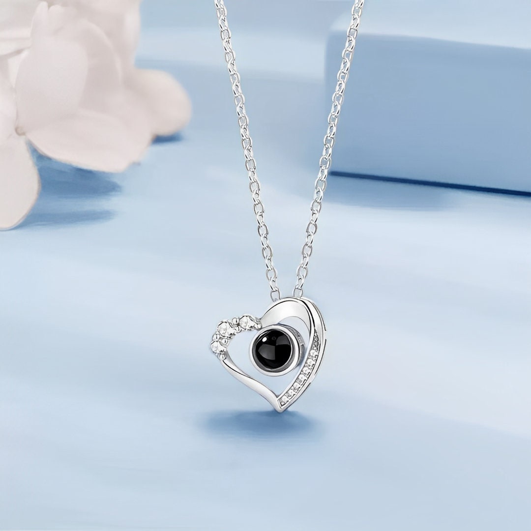 Custom Love Heart Photo Projection Necklace