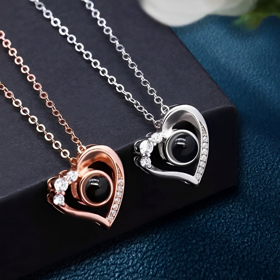 Custom Love Heart Photo Projection Necklace