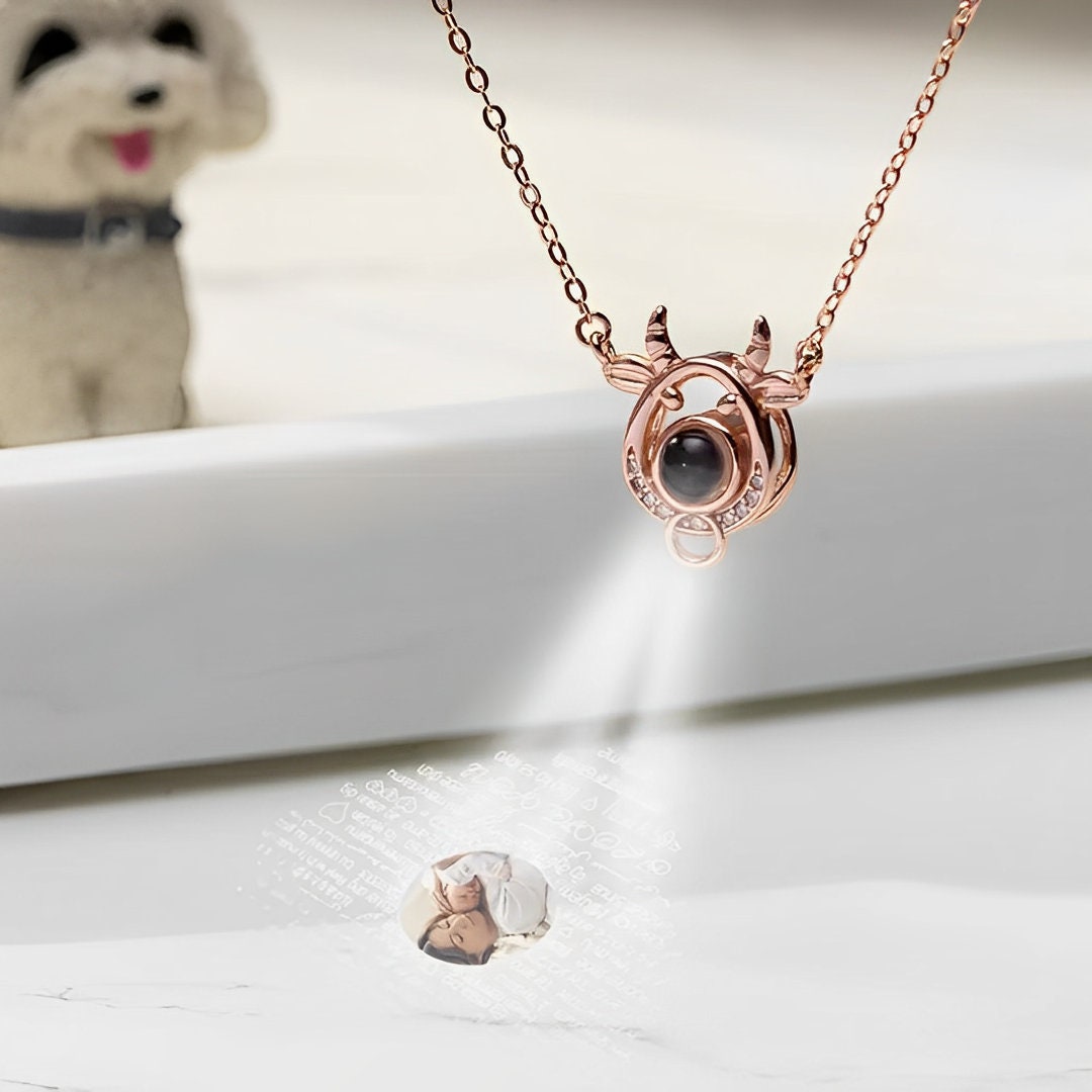Custom Cow Photo Projection Necklace