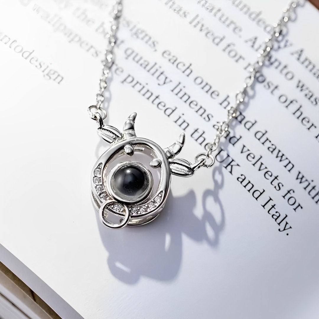 Custom Cow Photo Projection Necklace