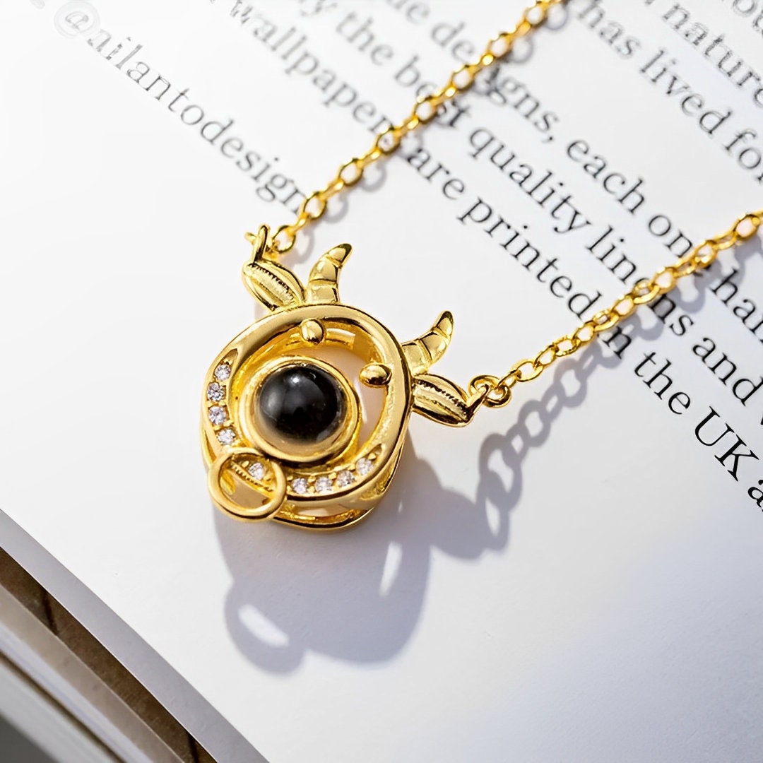 Custom Cow Photo Projection Necklace