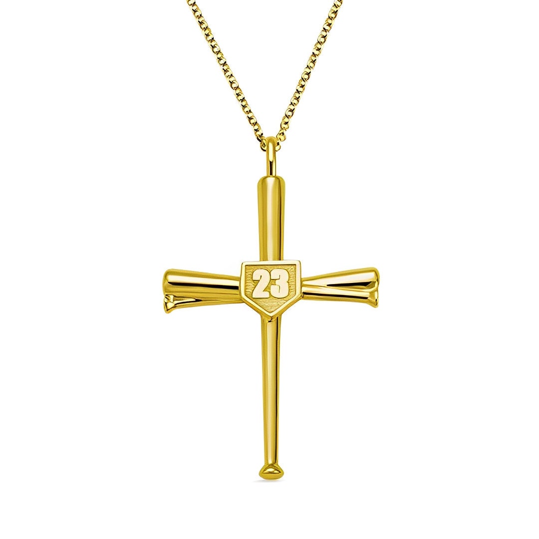 Personalized Baseball Bat Cross Necklace