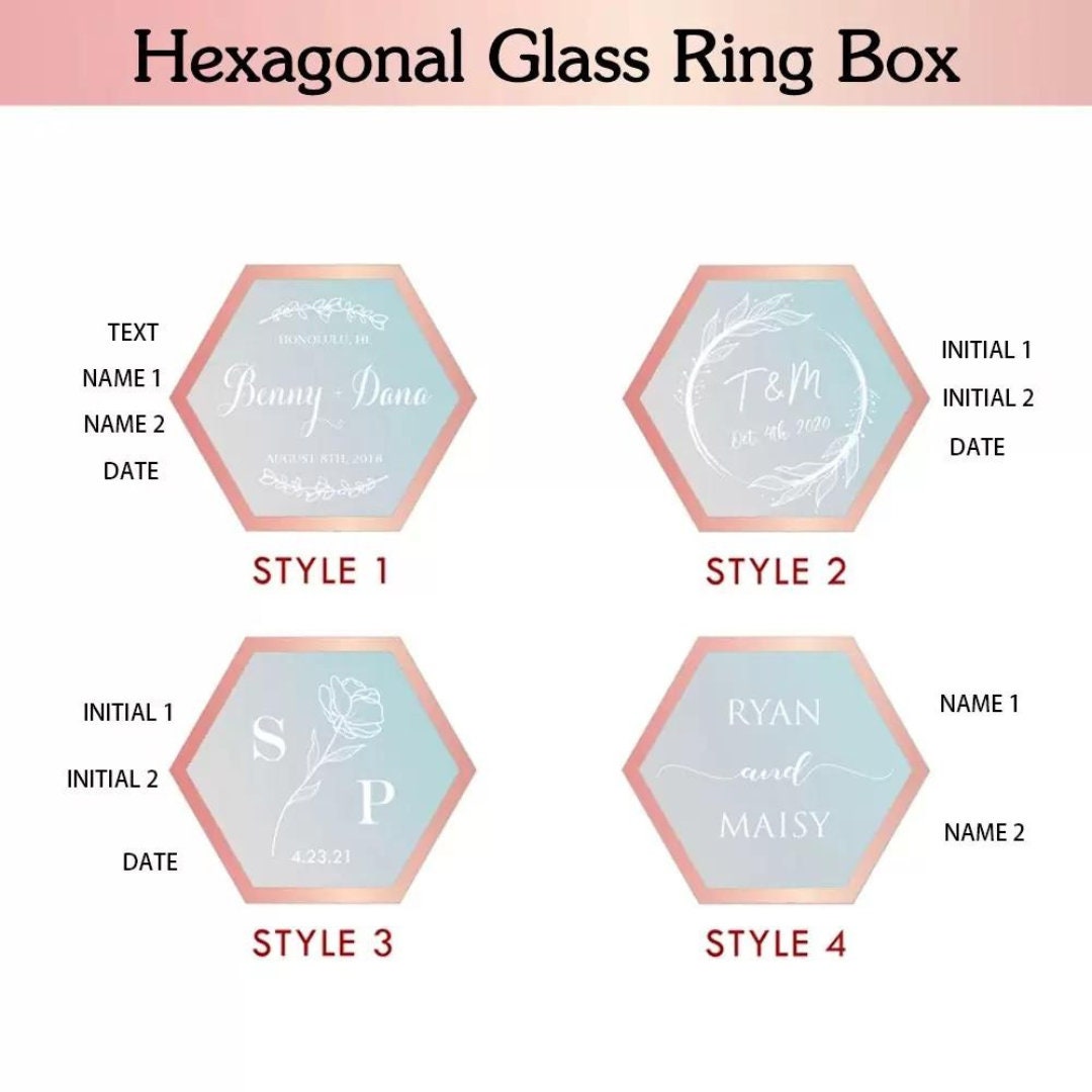 Personalized Hexagon Glass Ring Box