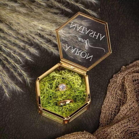 Personalized Hexagon Glass Ring Box