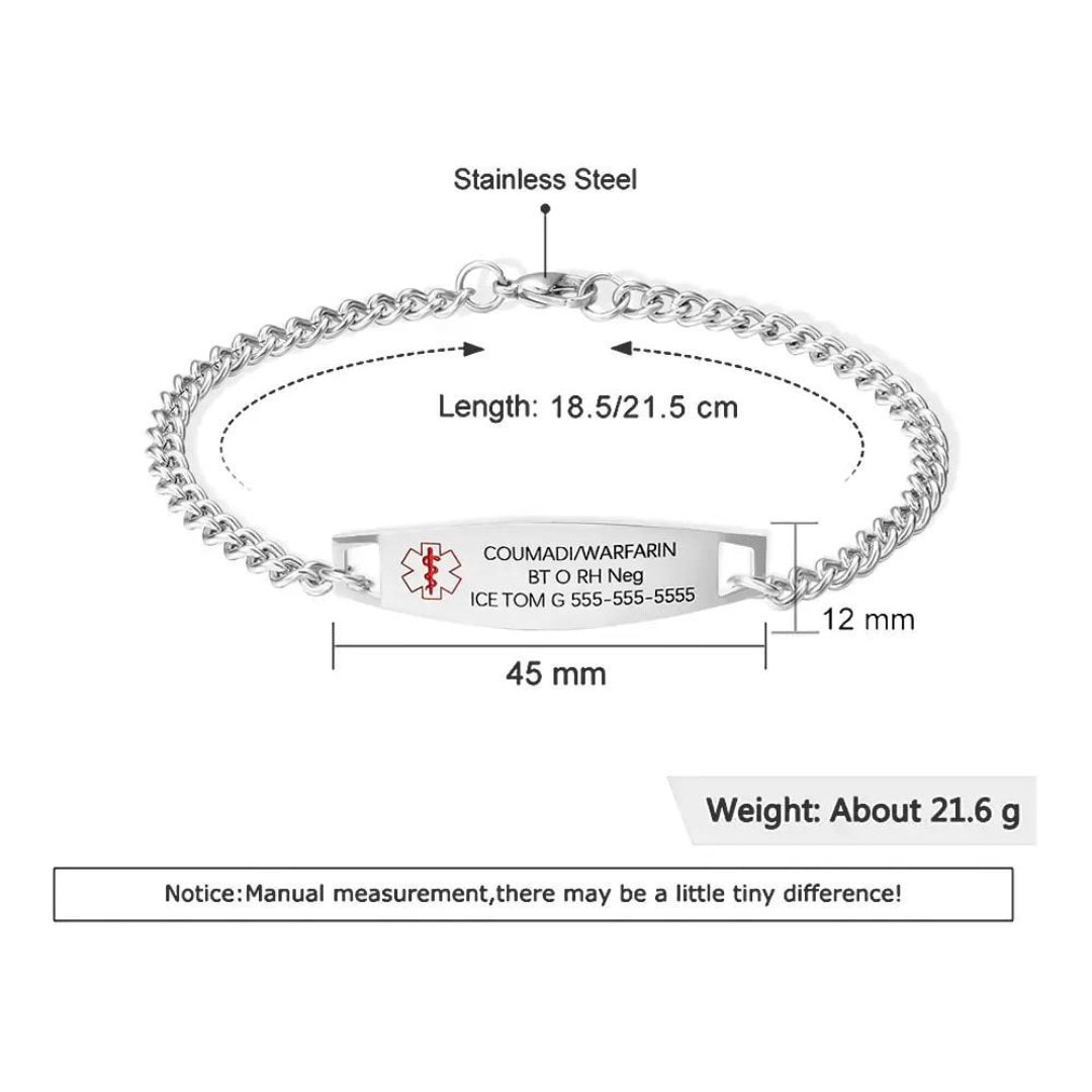 Custom Medical ID Tag Bracelet