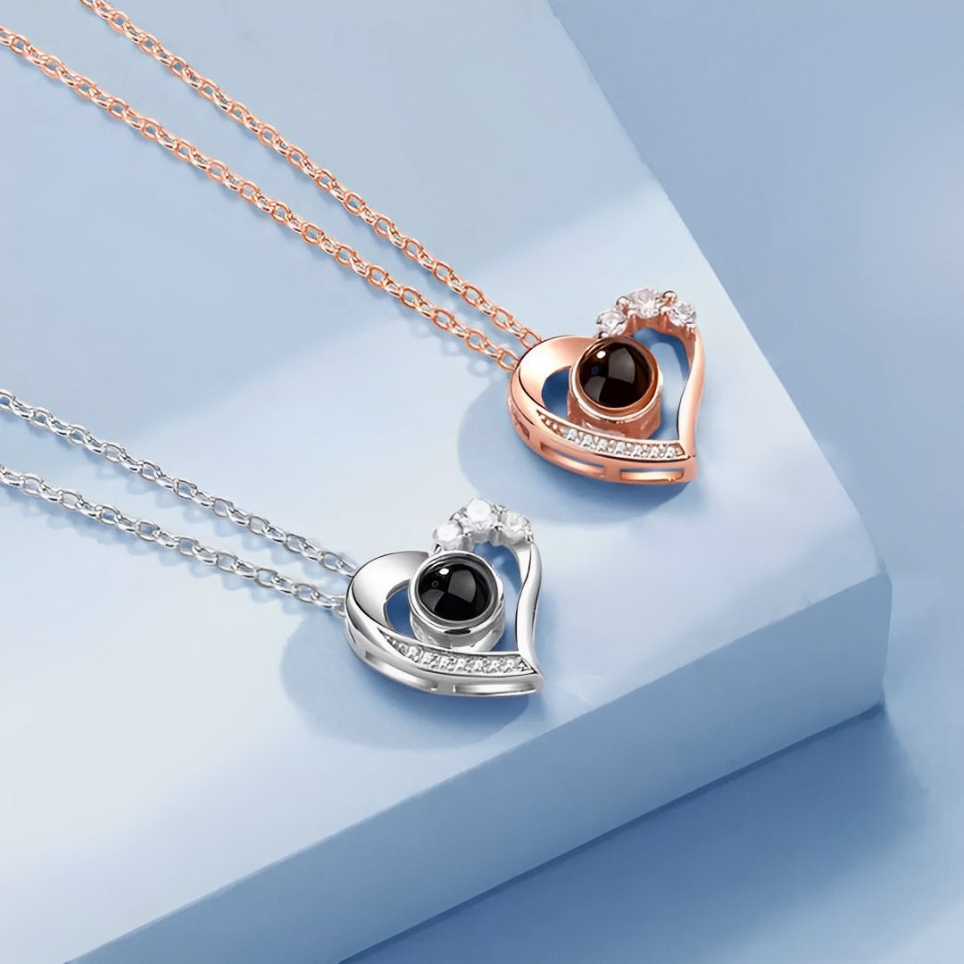 Custom Love Heart Photo Projection Necklace