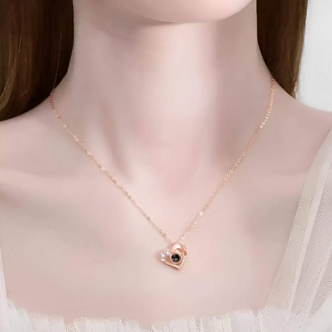 Custom Love Heart Photo Projection Necklace