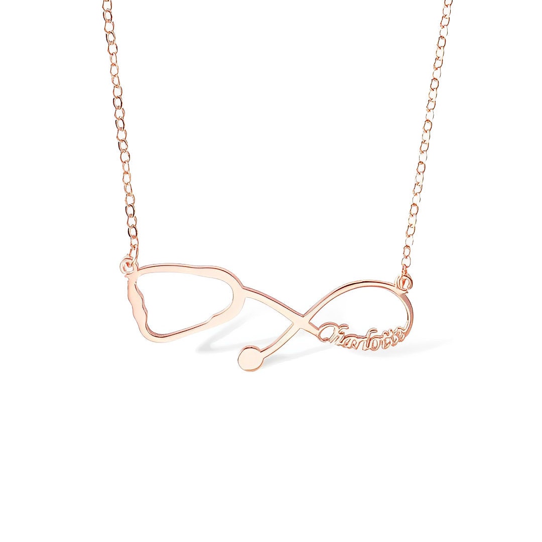 Custom Stethoscope Infinity Name Necklace