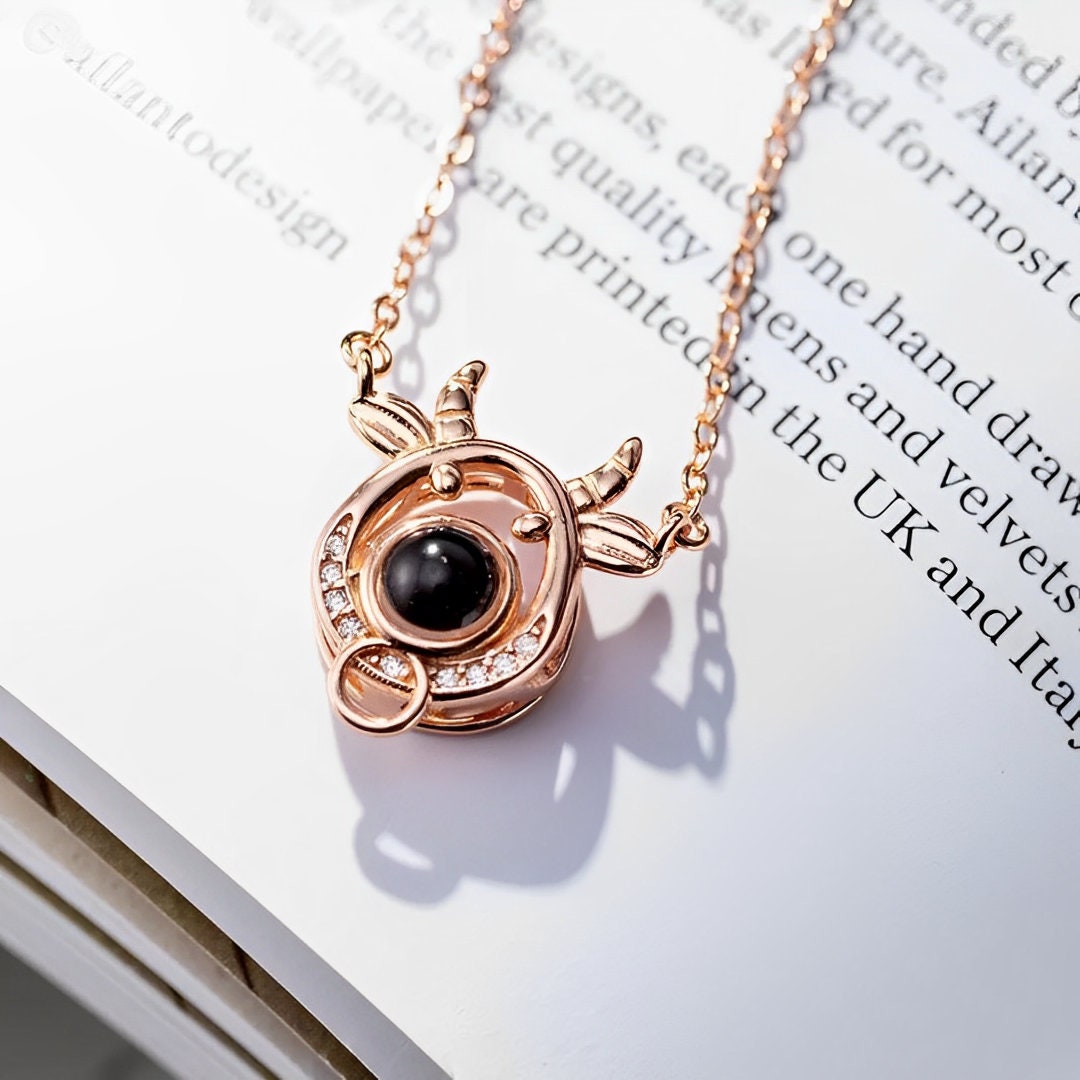 Custom Cow Photo Projection Necklace