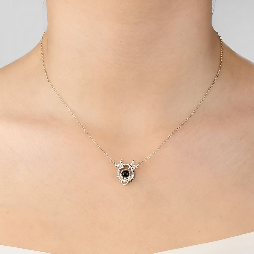 Custom Cow Photo Projection Necklace
