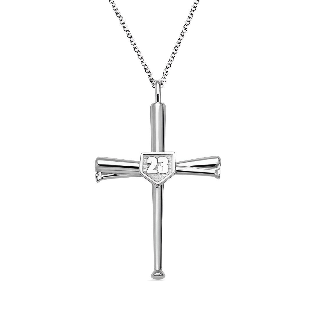 Personalized Baseball Bat Cross Necklace