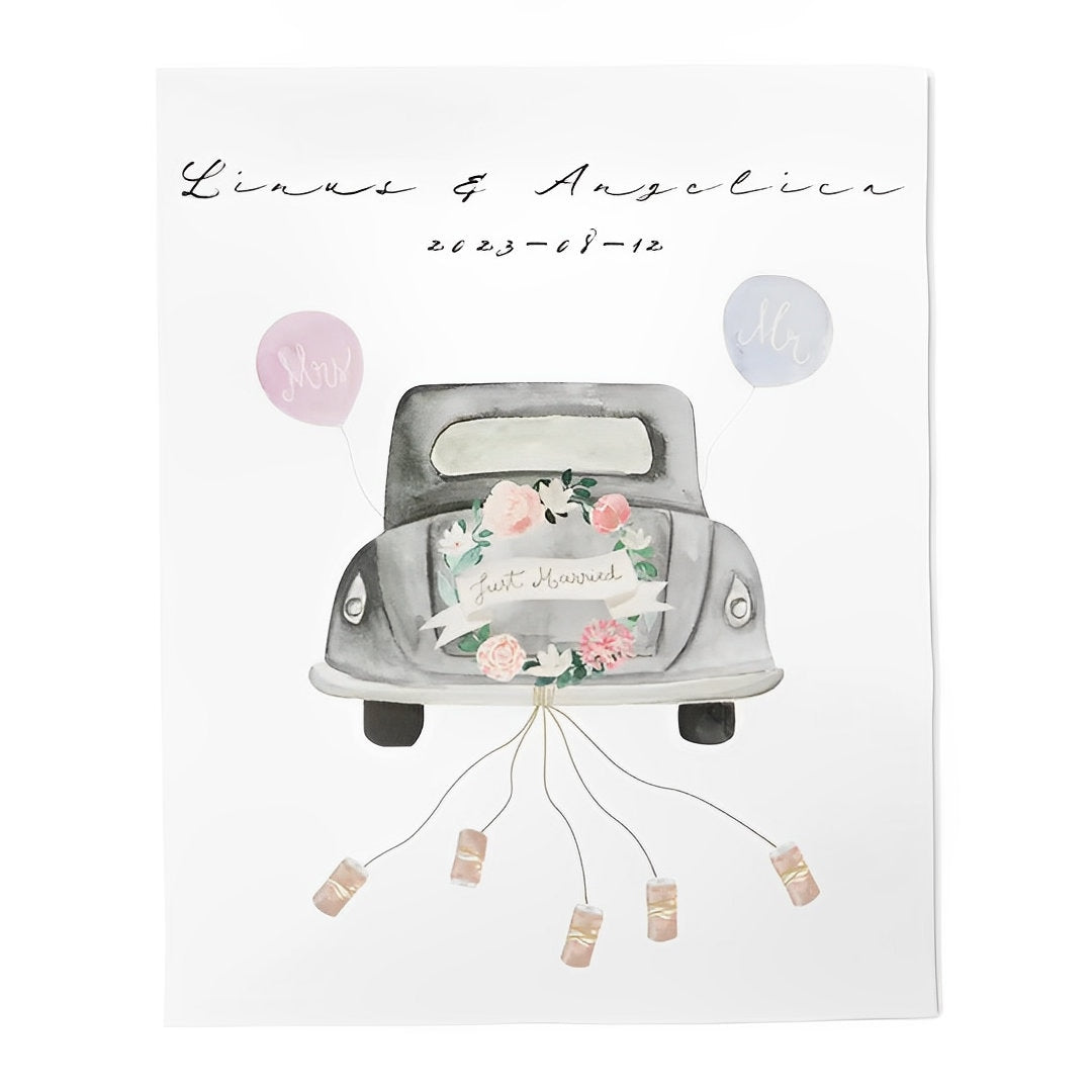 Personalized Wedding Car Canvas Poster