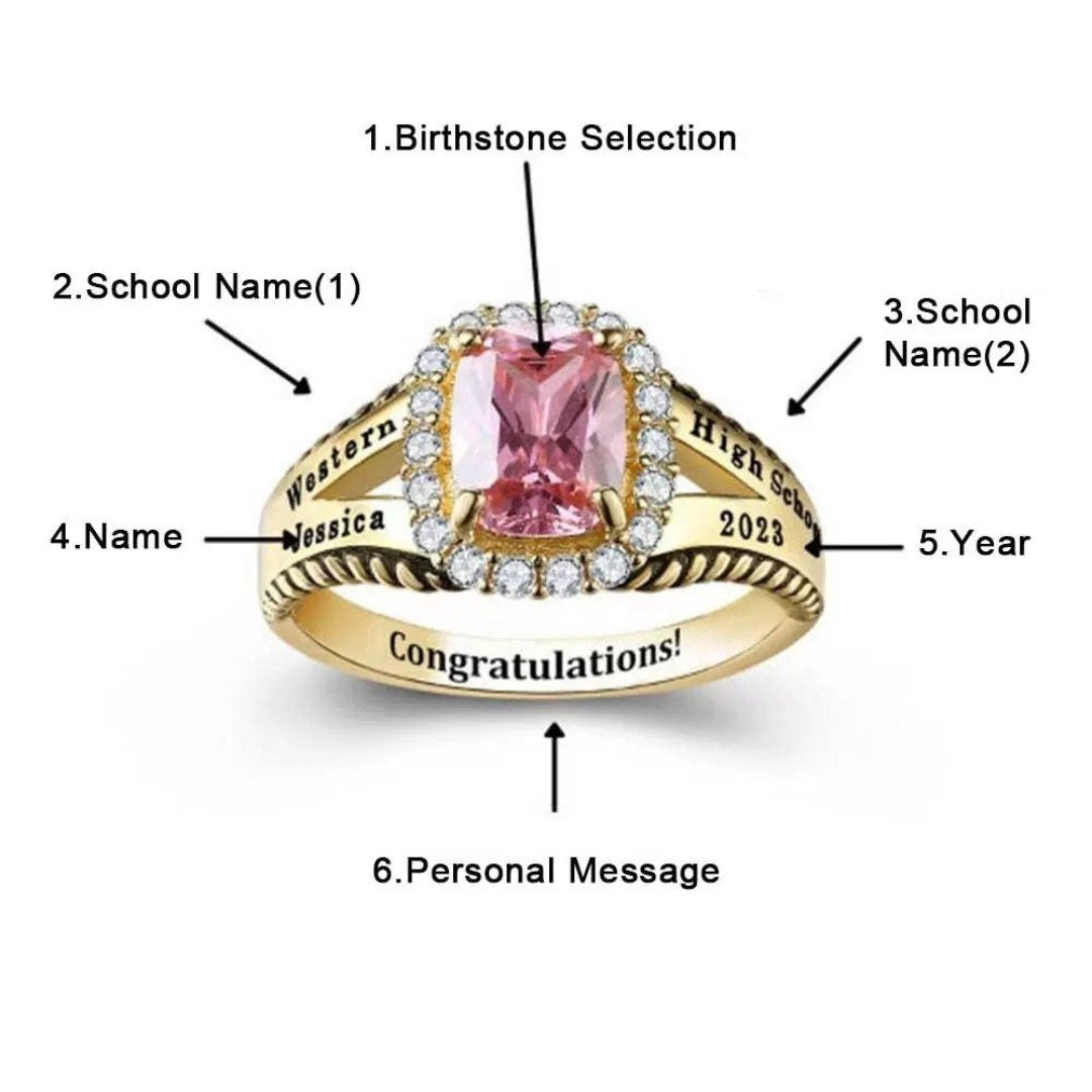 Personalized Name Graduation Ring