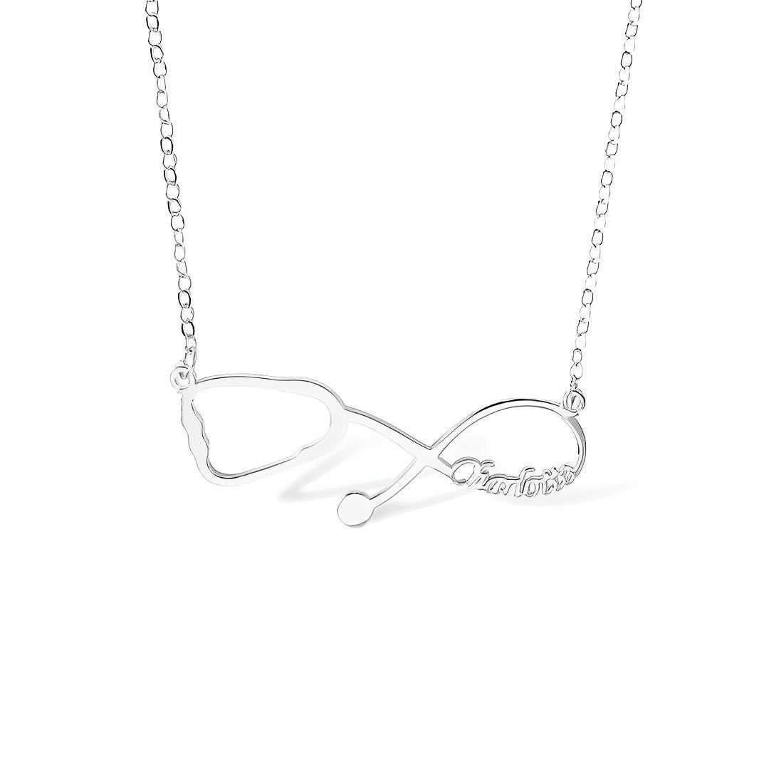 Custom Stethoscope Infinity Name Necklace