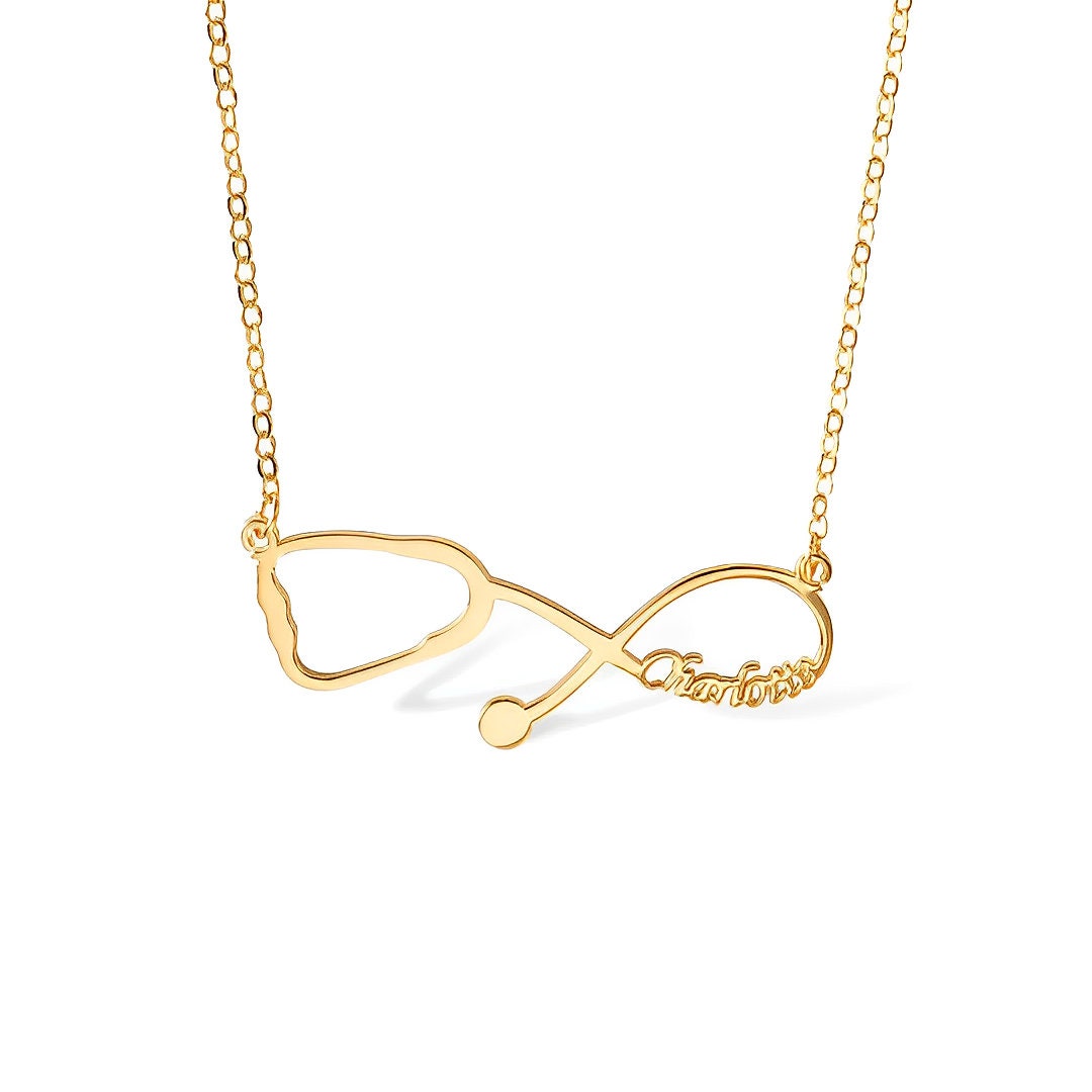 Custom Stethoscope Infinity Name Necklace