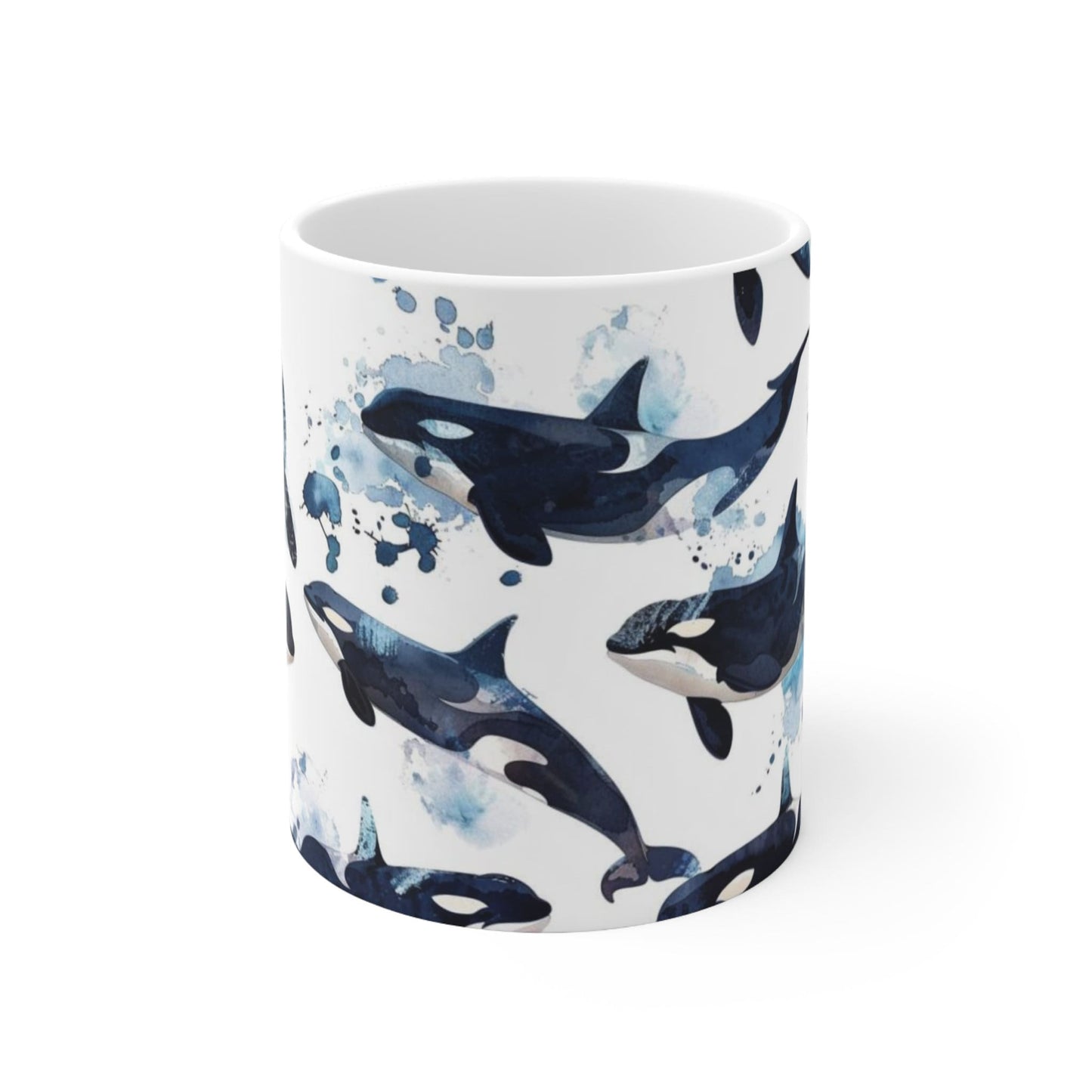 Watercolor Style Orca Whale Print 11oz Ceramic Mug