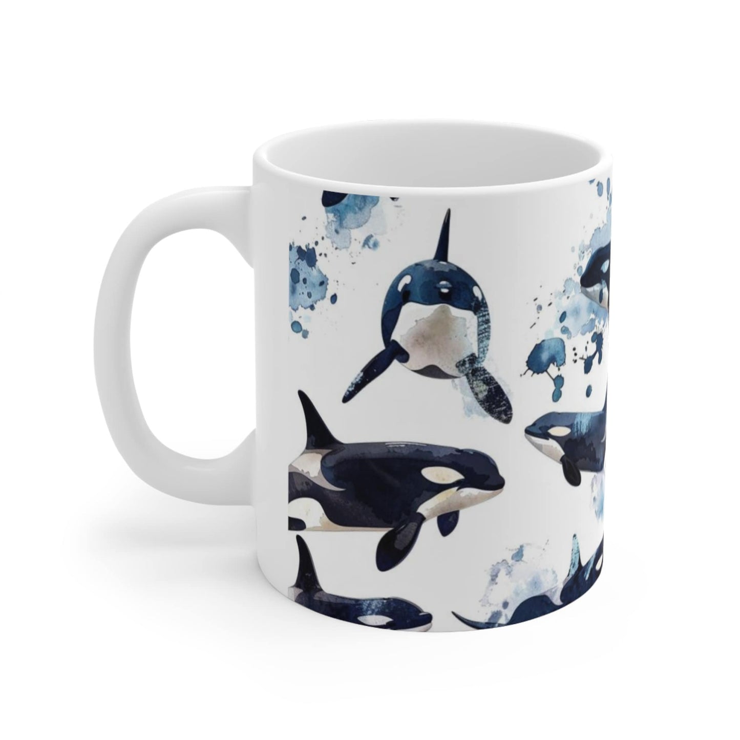 Watercolor Style Orca Whale Print 11oz Ceramic Mug