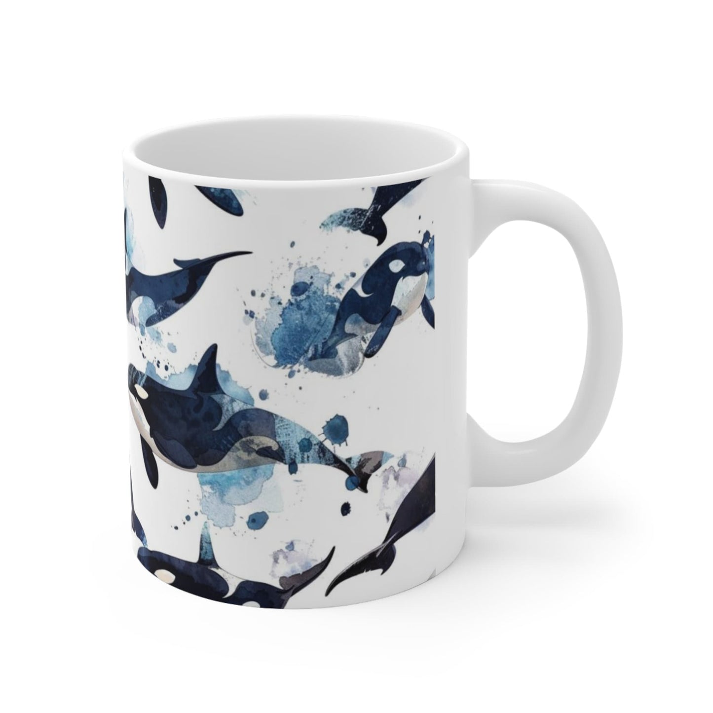 Watercolor Style Orca Whale Print 11oz Ceramic Mug