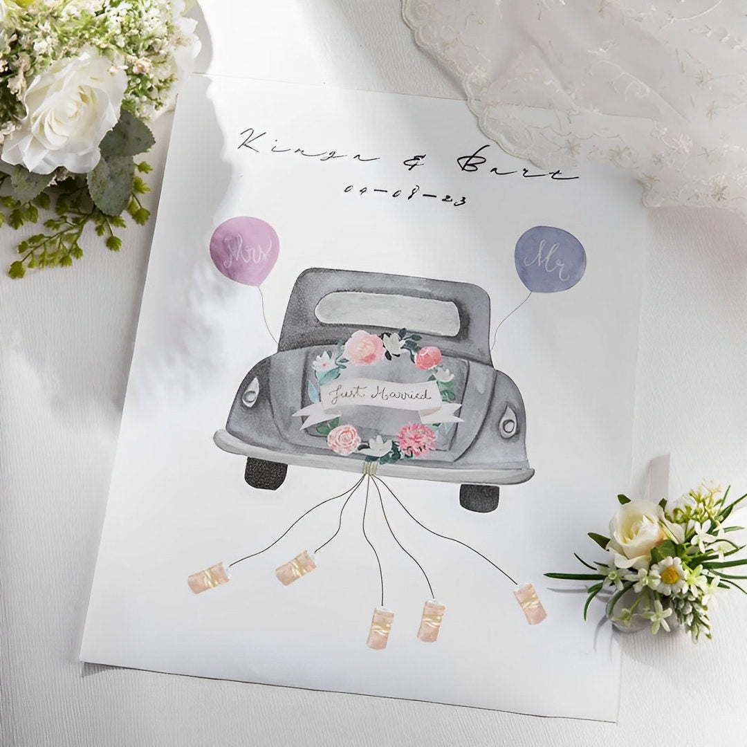 Personalized Wedding Car Canvas Poster