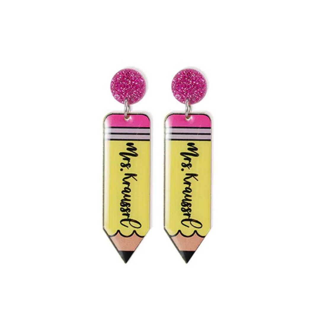 Personalized Name Pencil Earrings