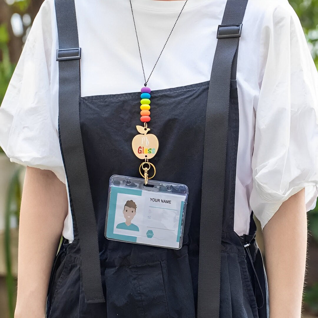 Personalized Lanyard with Wooden Beads