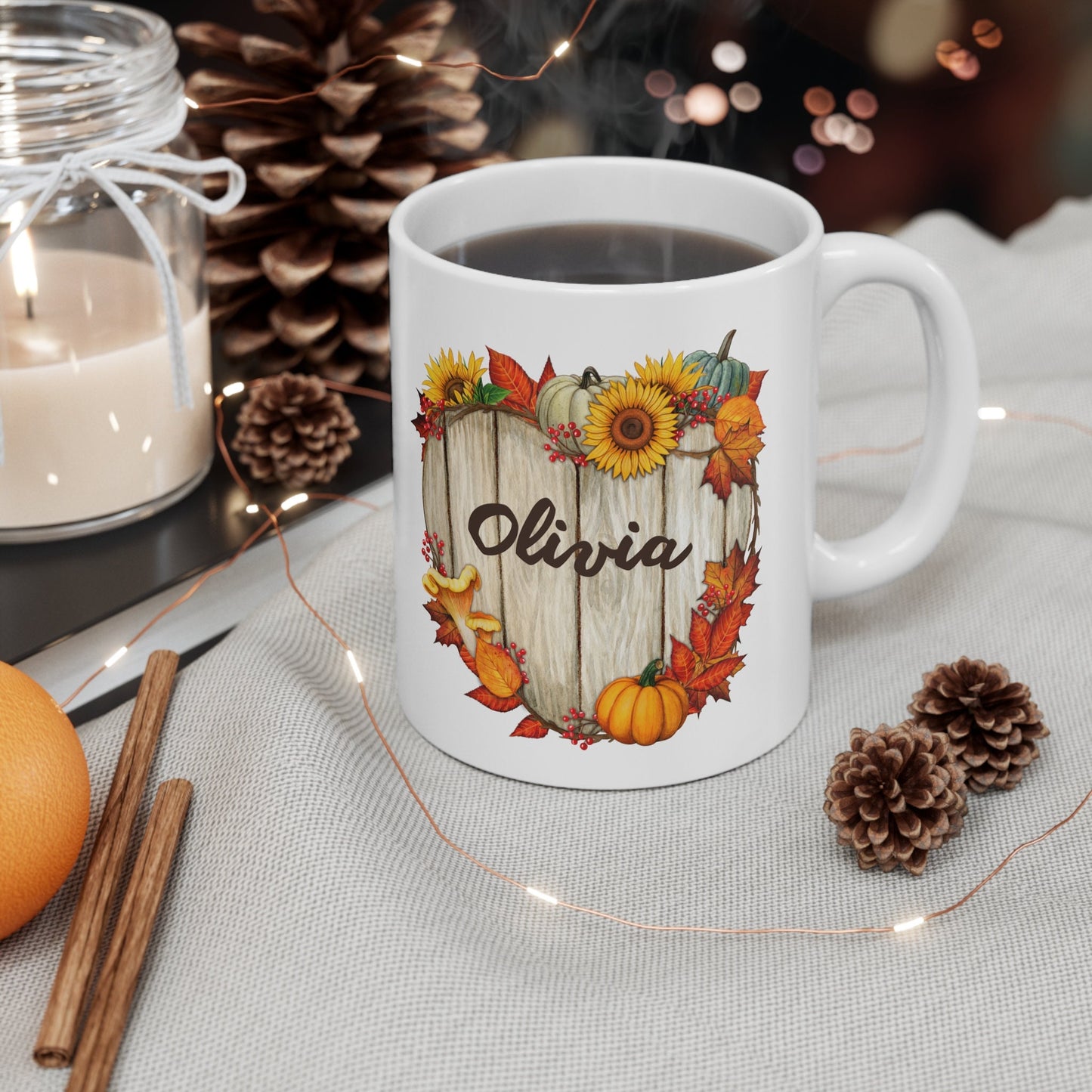 Custom Name Autumn Pumpkin Mug