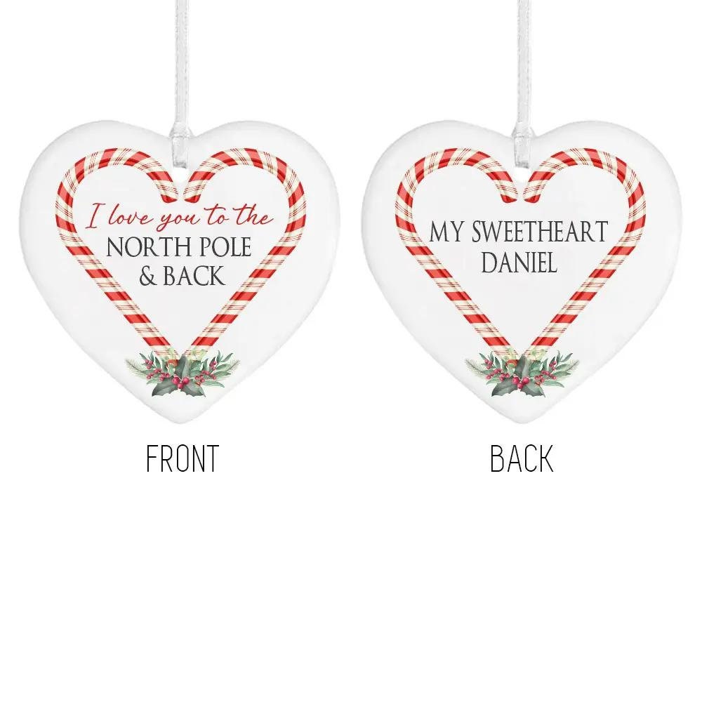Personalized Candy Cane Heart Ornament