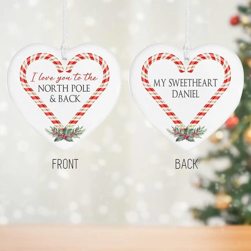 Personalized Candy Cane Heart Ornament