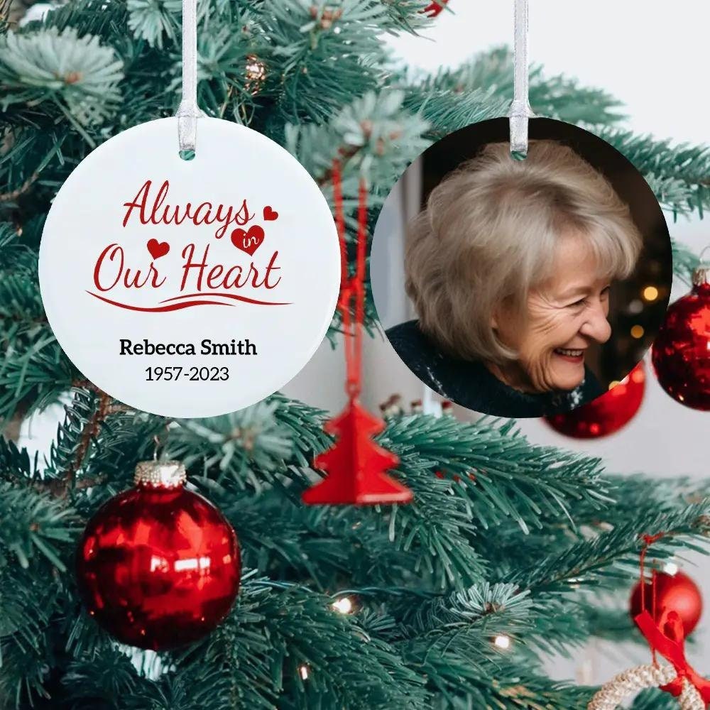 Custom Photo, Name + Year Christmas Tree Decoration