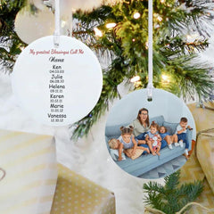 Personalisierte Weihnachtsbaum-Hängedekoration aus Keramik mit Namen und Foto