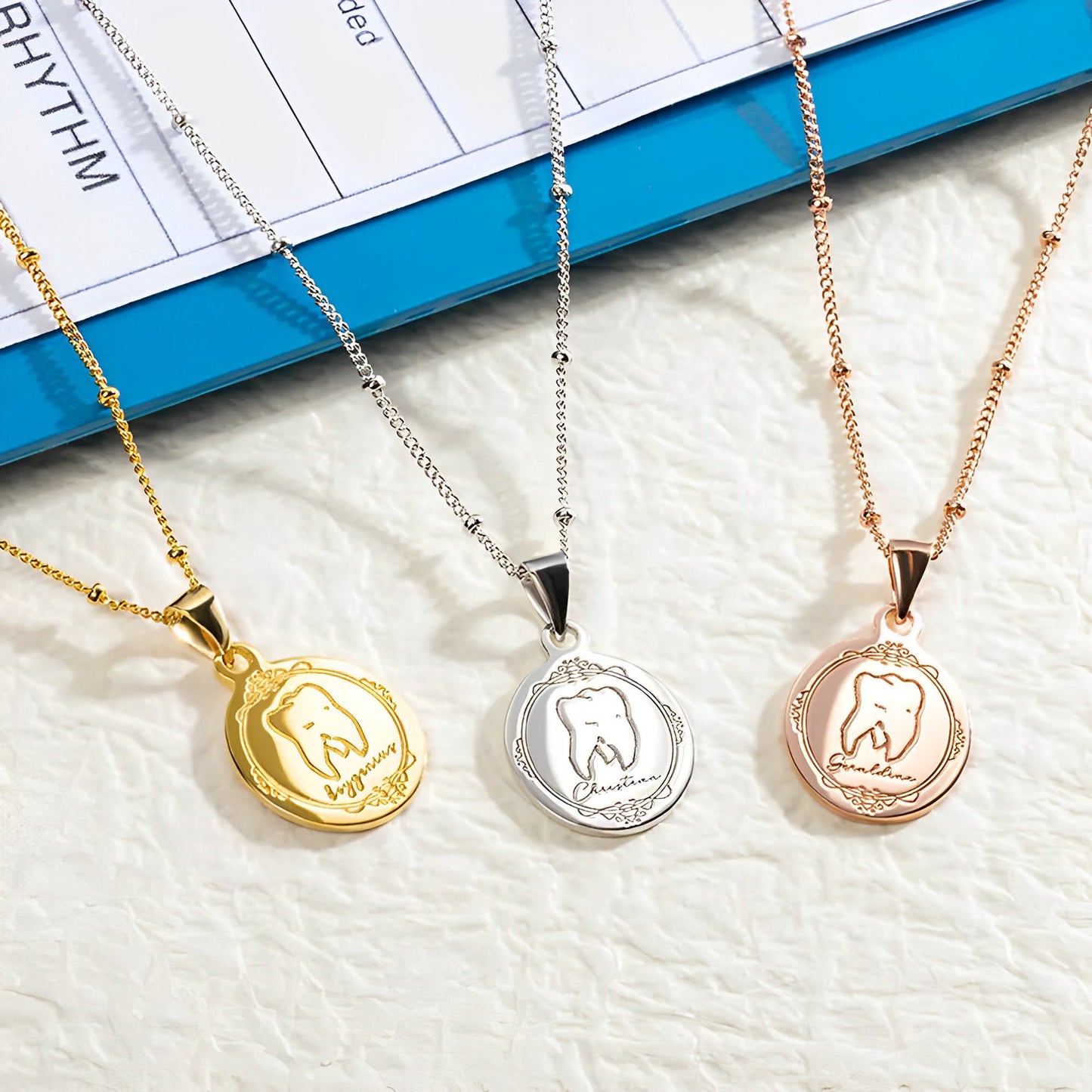 Personalized Tooth Signet Necklace
