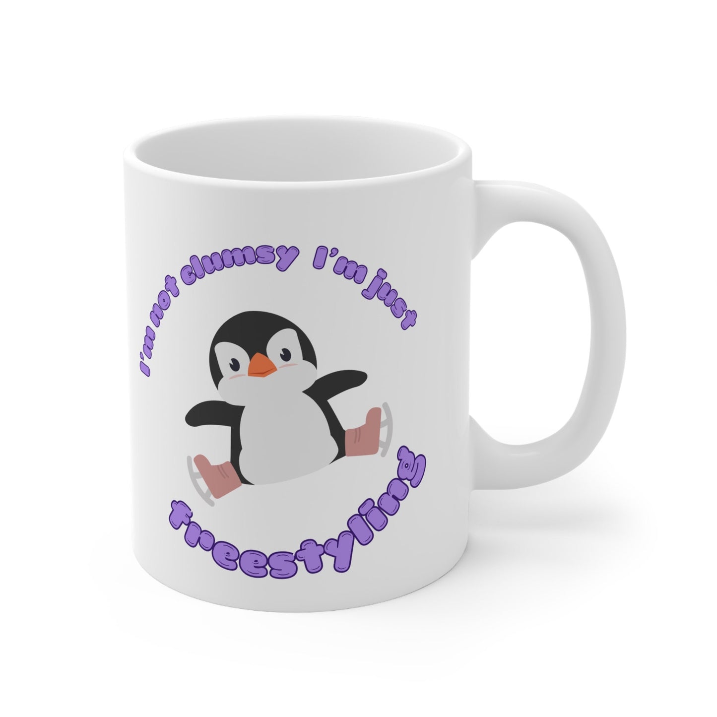 Penguin Quote Ice Skating Themed 11oz Ceramic Mug