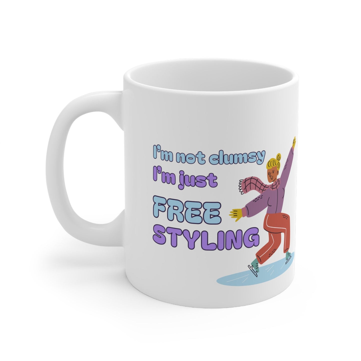 Cutesy Figure Ice Skating Themed 11oz Ceramic Mug