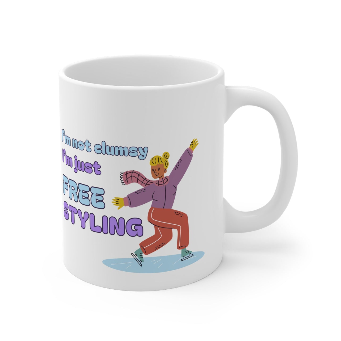 Cutesy Figure Ice Skating Themed 11oz Ceramic Mug