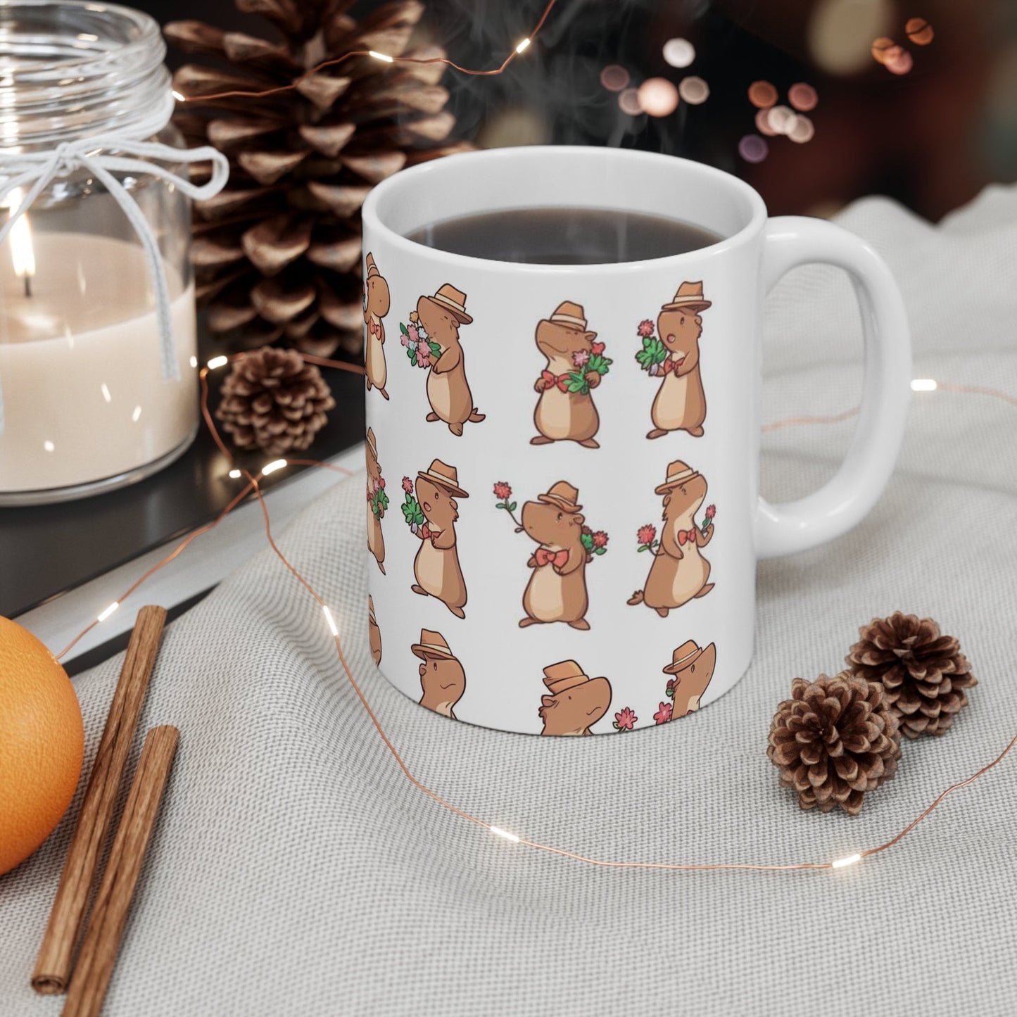 Gentlemen Capybara Print 11oz Ceramic Mug