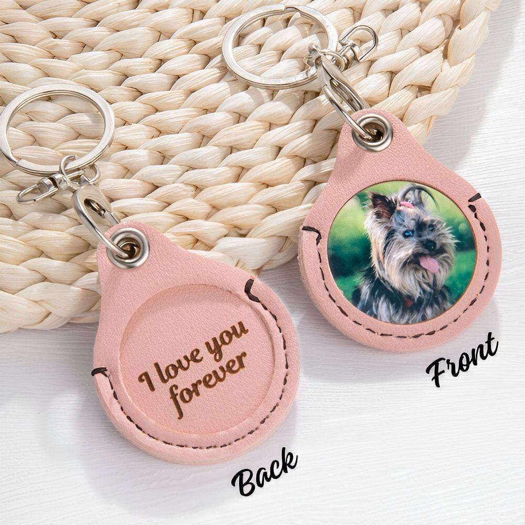 Personalized Pet Photo Leather Keychain