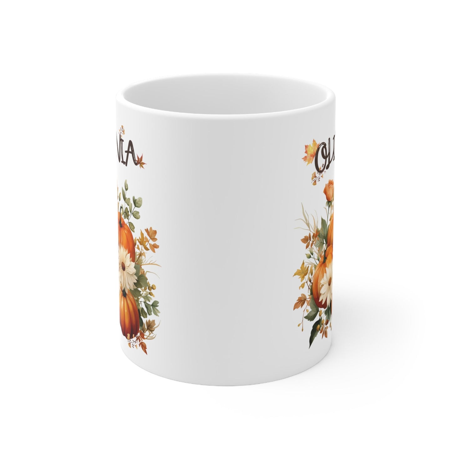 Personalized Floral Pumpkin Mug