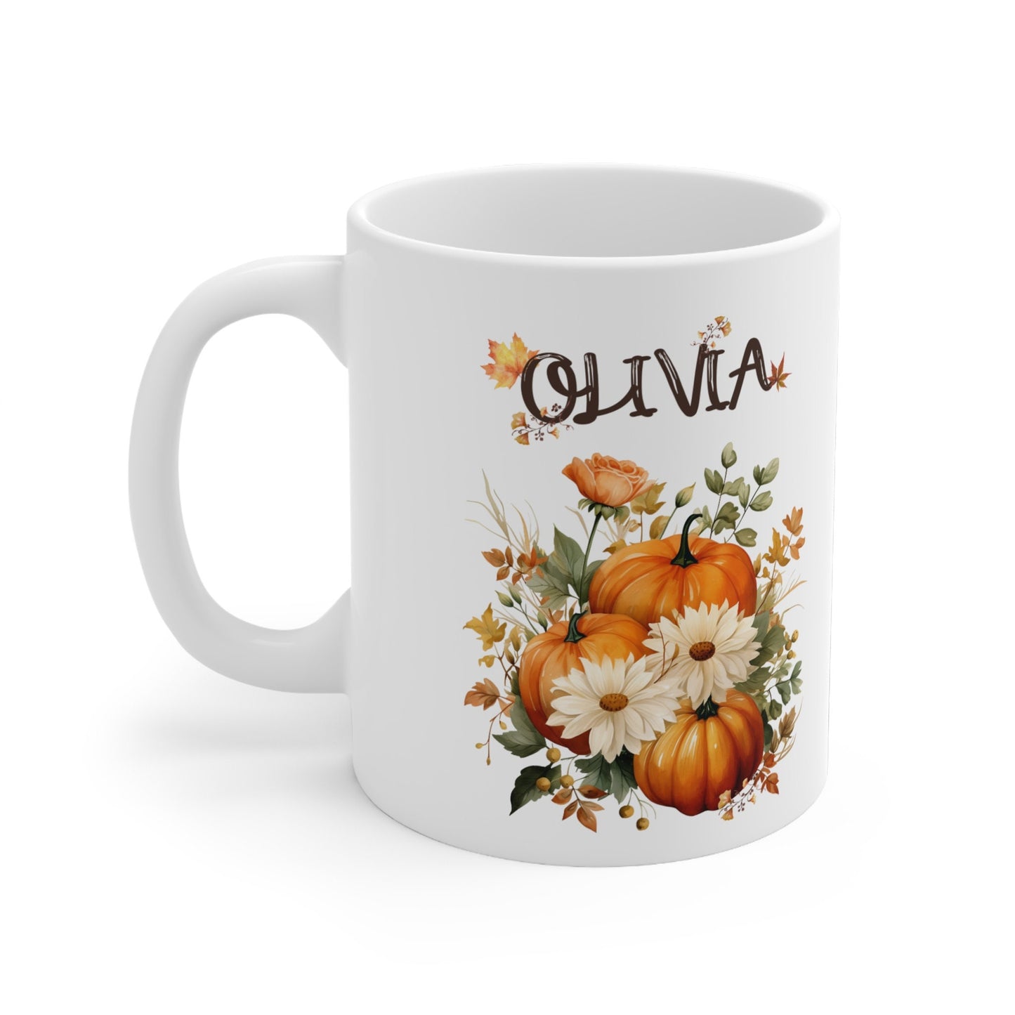 Personalized Floral Pumpkin Mug