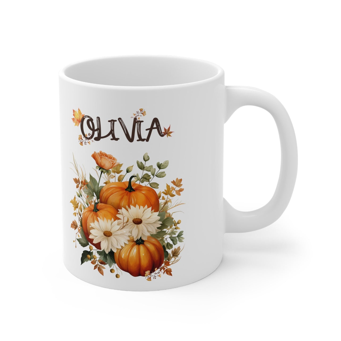 Personalized Floral Pumpkin Mug