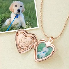 Personalized Pet Paw Heart Locket Necklace