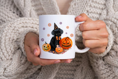 Halloween-Tasse mit schwarzer Katze – Gruselsaison-Motiv