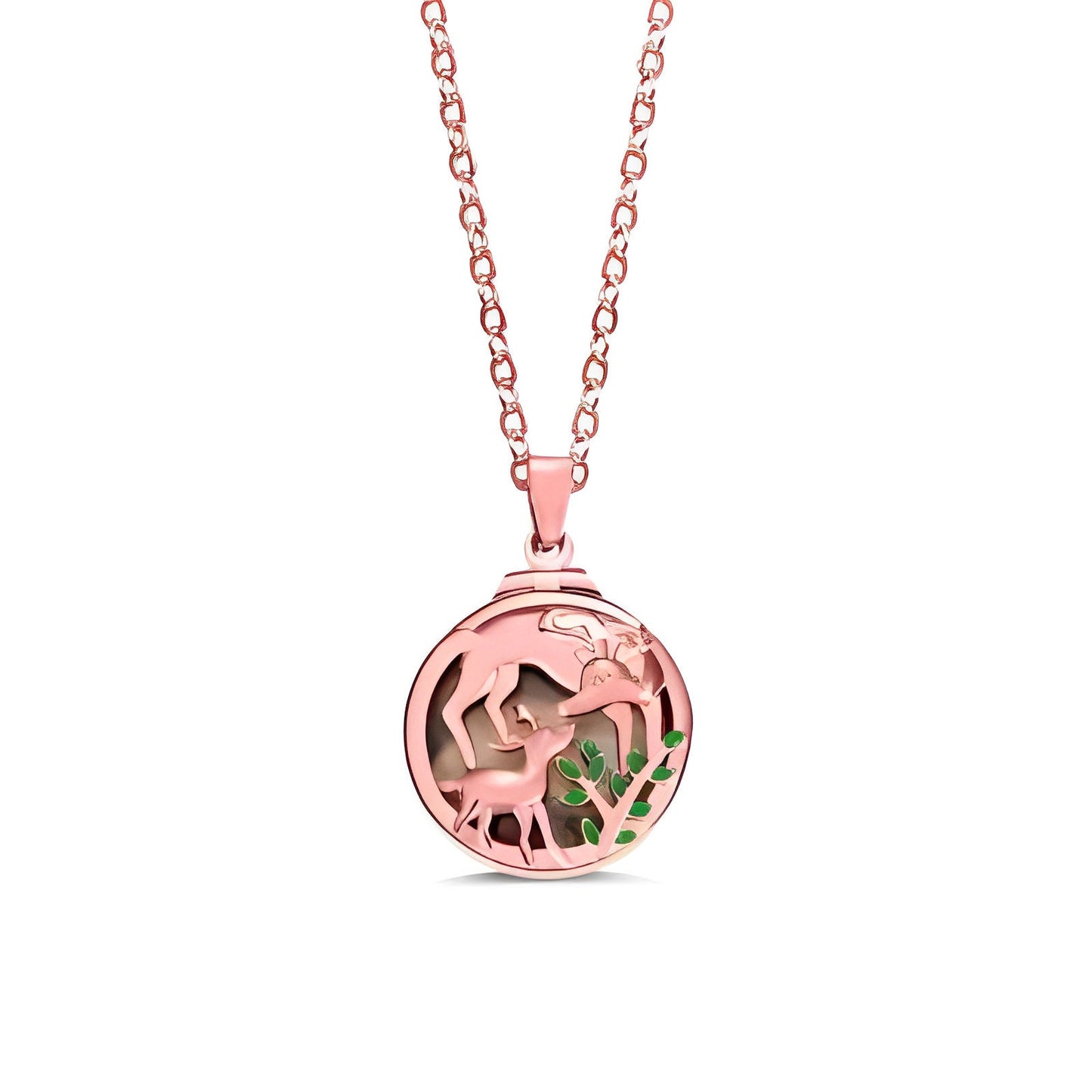 Custom Photo Elk Locket Necklace (Mother & Baby) + Engravings