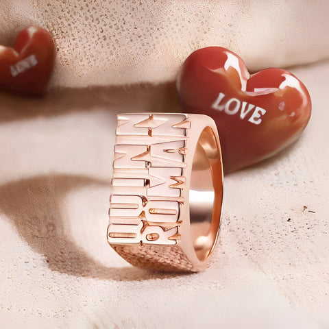 Custom Two Name Chunky Signet Ring