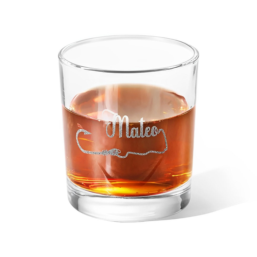 Personalized Name Fishing Hook Whiskey Glass